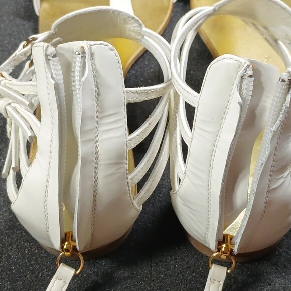 Giuseppe Zanotti E0SP05 White Gold Gladiator Sandals 37.5 / US 7.5 w/ Box Good C - Picture 12 of 16